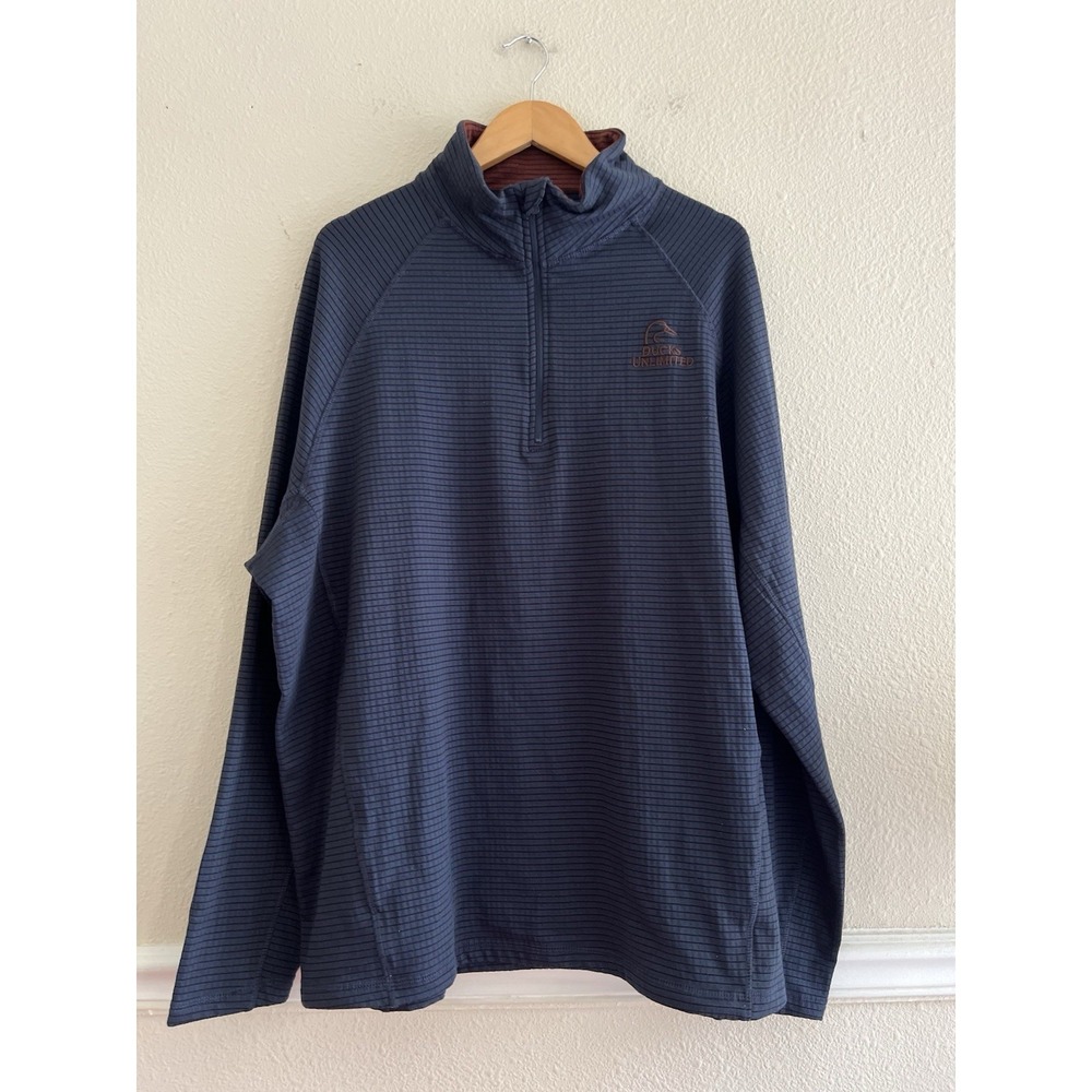 Ducks Unlimited Sweatshirt Men's 2XL Navy Blue Performance Quarter Zip Pullover